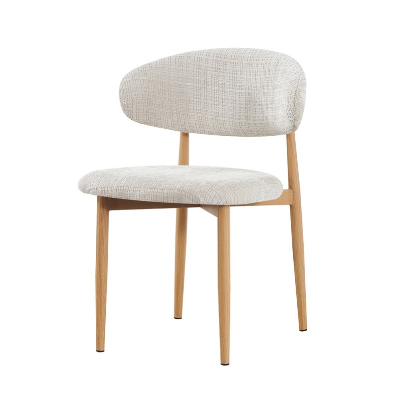 Scaun dining Vannes, metal, material textil, bej, H.76 cm, MIFU000265-BG