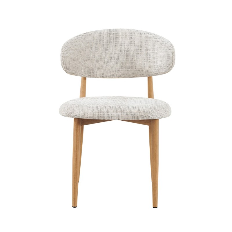Scaun dining Vannes, metal, material textil, bej, H.76 cm, MIFU000265-BG