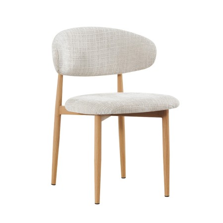 Scaun dining Vannes, metal, material textil, bej, H.76 cm, MIFU000265-BG