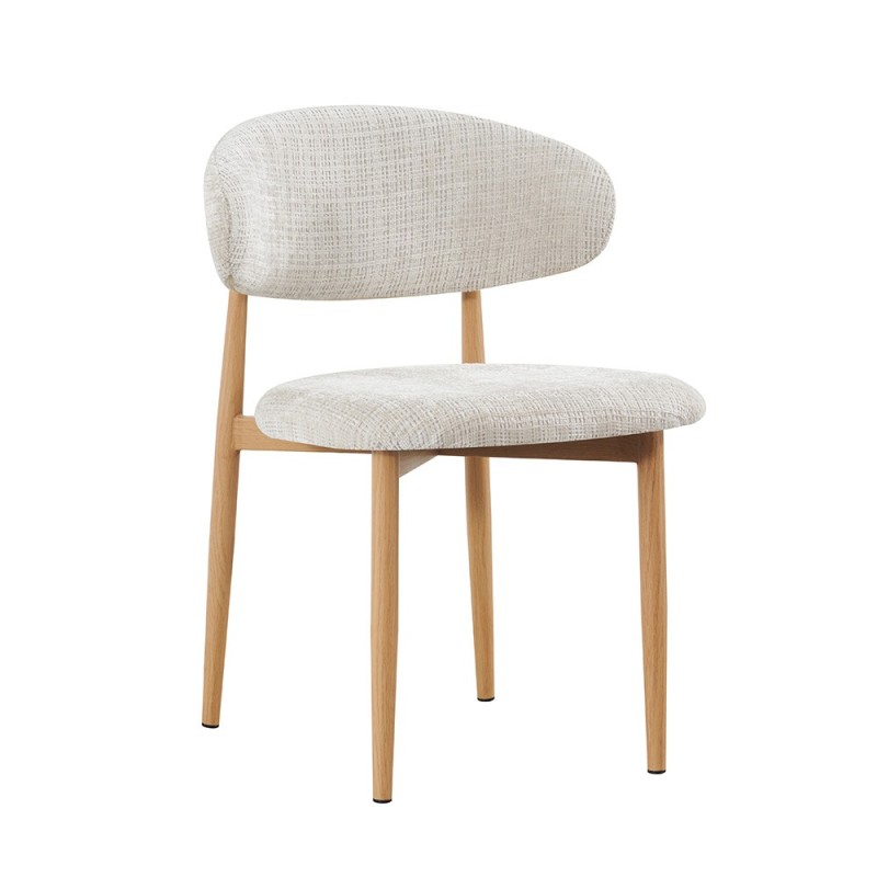 Scaun dining Vannes, metal, material textil, bej, H.76 cm, MIFU000265-BG