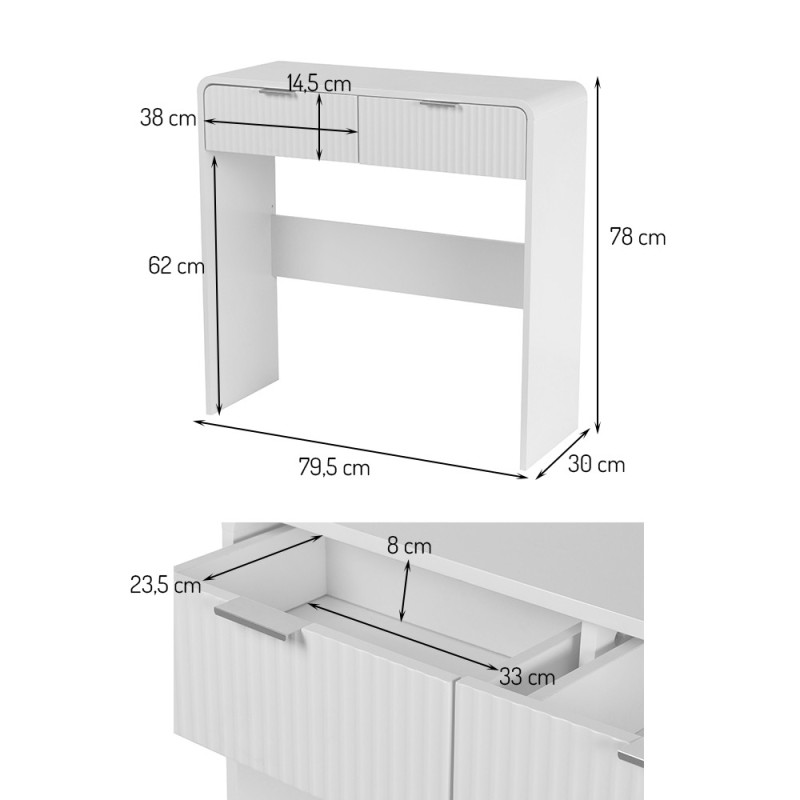 Consola Odda, metal, MDF, bej, L.79 cm, MIFU000273-BG