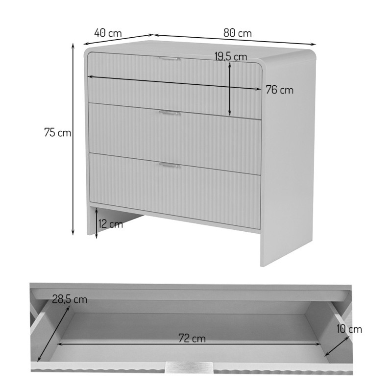 Comoda Odda, MDF, bej, H.75 cm, MIFU000274-BG