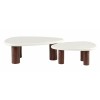 Set 2 masute de cafea Hagen, MDF, aspect microciment, maro/alb, L.85/120 cm, MIFU000277-WH