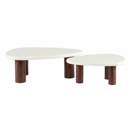 Set 2 masute de cafea Hagen, MDF, aspect microciment, maro/alb, L.85/120 cm, MIFU000277-WH