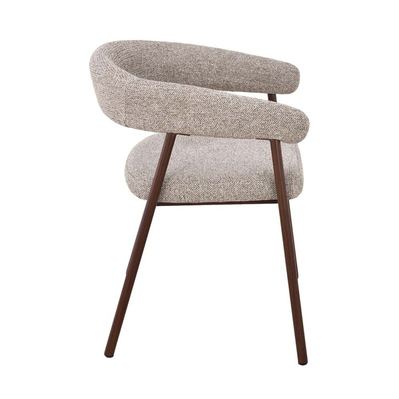 Scaun dining Trevi, metal, poliester, bej, H.75 cm, MIFU000278-WALN