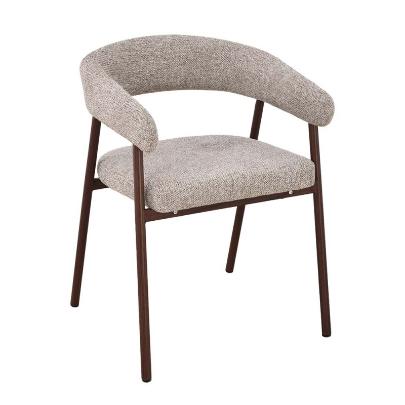 Scaun dining Trevi, metal, poliester, bej, H.75 cm, MIFU000278-WALN