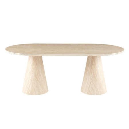 Masa dining Hamar, MDF, ceramica, aspect travertin, bej, L.200 cm, MIFU000281-SD