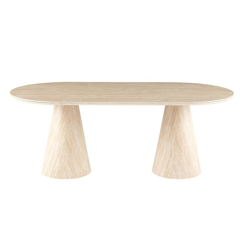 Masa dining Hamar, MDF, ceramica, aspect travertin, bej, L.200 cm, MIFU000281-SD