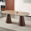 Masa dining Hamar, MDF, ceramica, aspect nuc, bej/maro, L.200 cm, MIFU000281-WALN