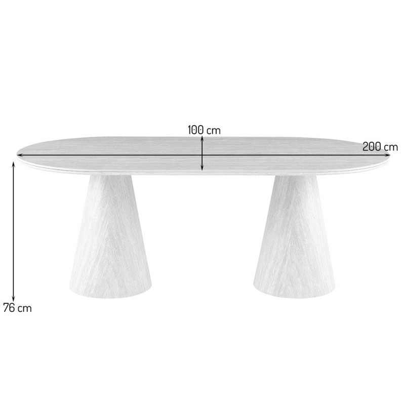 Masa dining Hamar, MDF, ceramica, aspect nuc, bej/maro, L.200 cm, MIFU000281-WALN