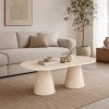 Masa de cafea Hamar, MDF, ceramica, aspect travertin, bej, L.130 cm, MIFU000282-SD