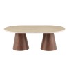Masa de cafea Hamar, MDF, ceramica, aspect nuc, bej/maro, L.130 cm, MIFU000282-WALN