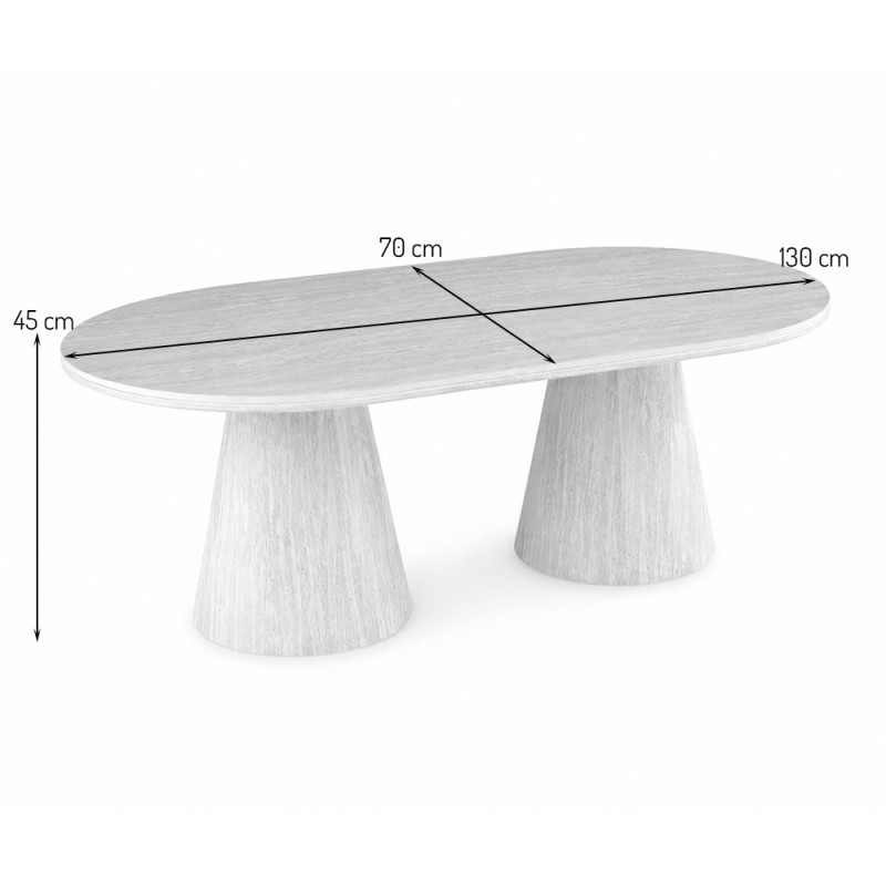 Masa de cafea Hamar, MDF, ceramica, aspect nuc, bej/maro, L.130 cm, MIFU000282-WALN