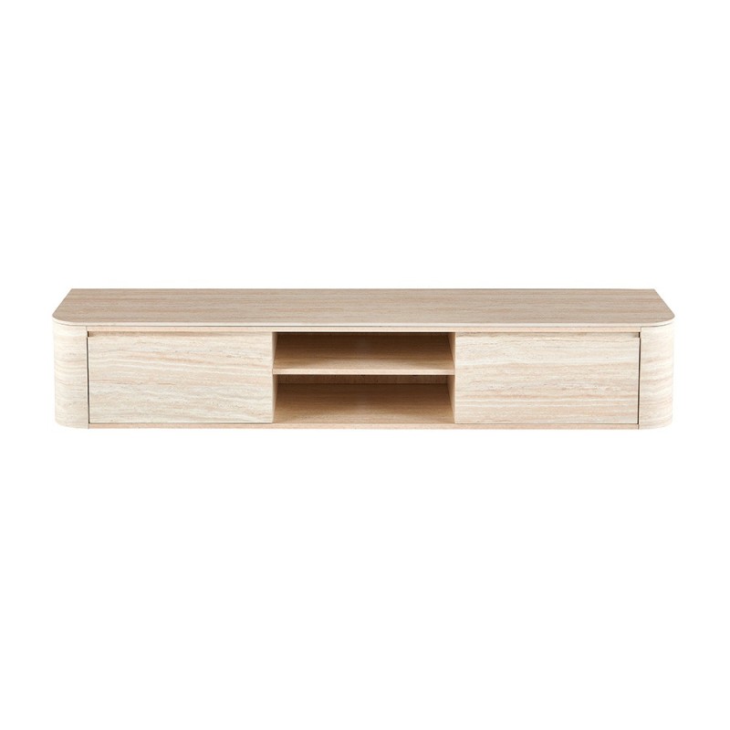 Comoda TV Fermo, MDF, ceramica, aspect travertin, bej, L.180 cm, MIFU000283-BG