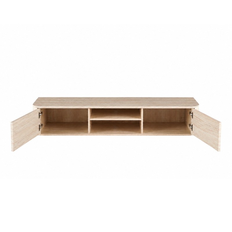 Comoda TV Fermo, MDF, ceramica, aspect travertin, bej, L.180 cm, MIFU000283-BG