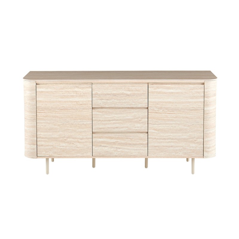Comoda Fermo, MDF, ceramica, aspect travertin, bej, L.160 cm, MIFU000284-BG