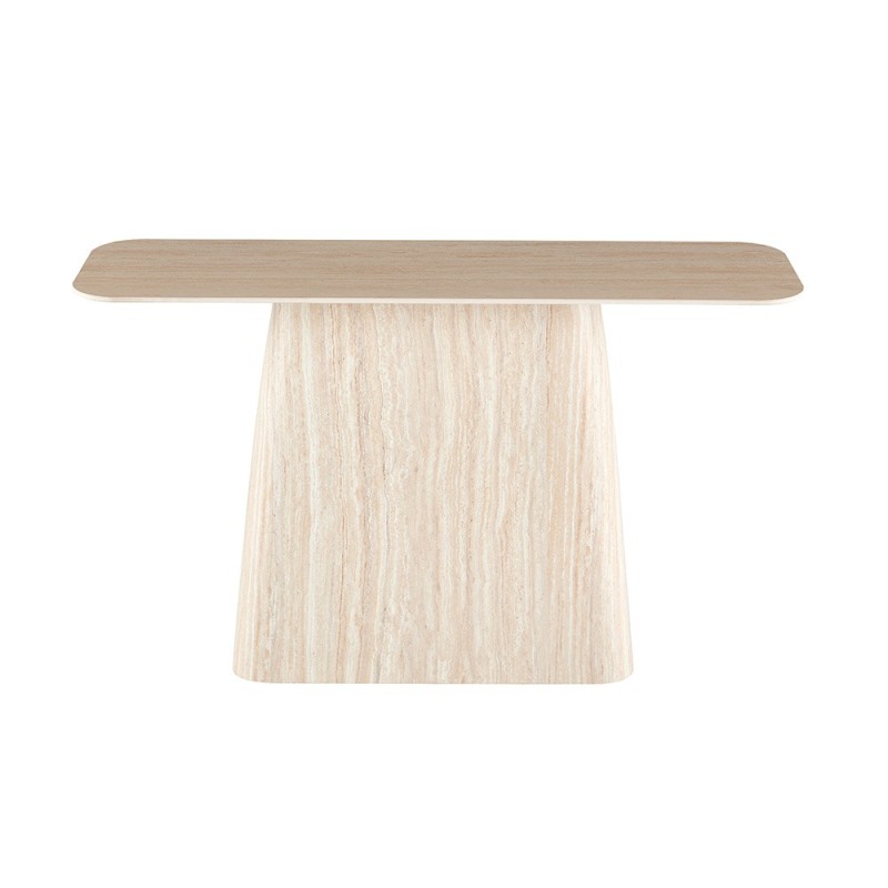 Consola Fermo, MDF, ceramica, aspect travertin, bej, L.140 cm, MIFU000285-BG