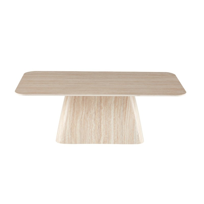 Masa de cafea Fermo, MDF, ceramica, aspect travertin, bej, L.130 cm, MIFU000287-BG