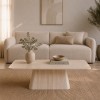 Masa de cafea Fermo, MDF, ceramica, aspect travertin, bej, L.130 cm, MIFU000287-BG