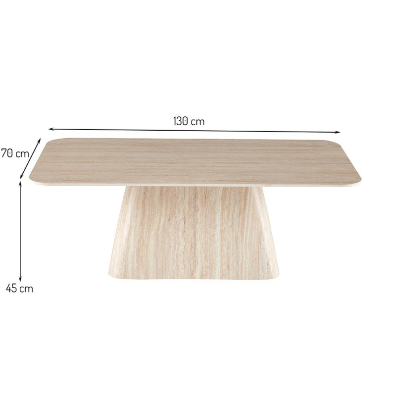 Masa de cafea Fermo, MDF, ceramica, aspect travertin, bej, L.130 cm, MIFU000287-BG