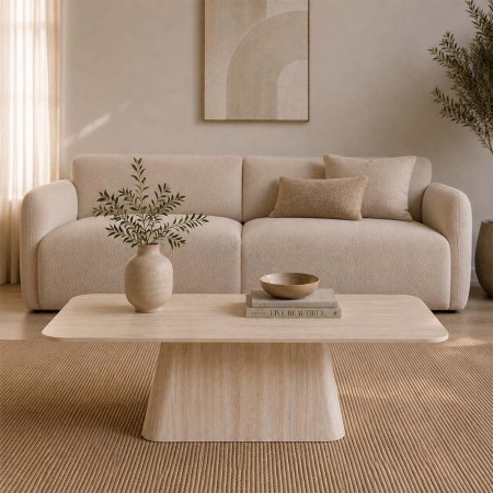 Masa de cafea Fermo, MDF, ceramica, aspect travertin, bej, L.130 cm, MIFU000287-BG