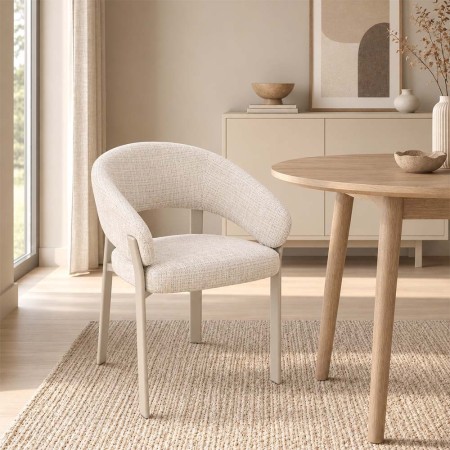 Scaun dining Rauma, metal, poliester, bej, H.79 cm, MIFU000289-BG