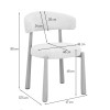 Scaun dining Durres, metal, poliester, alb/nuc, H.80 cm, MIFU000290-WH