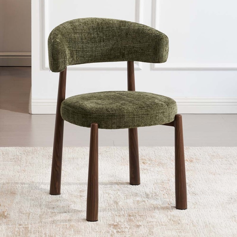 Scaun dining Durres, metal, poliester, verde/nuc, H.80 cm, MIFU000290-GR