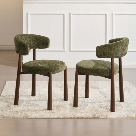 Scaun dining Durres, metal, poliester, verde/nuc, H.80 cm, MIFU000290-GR