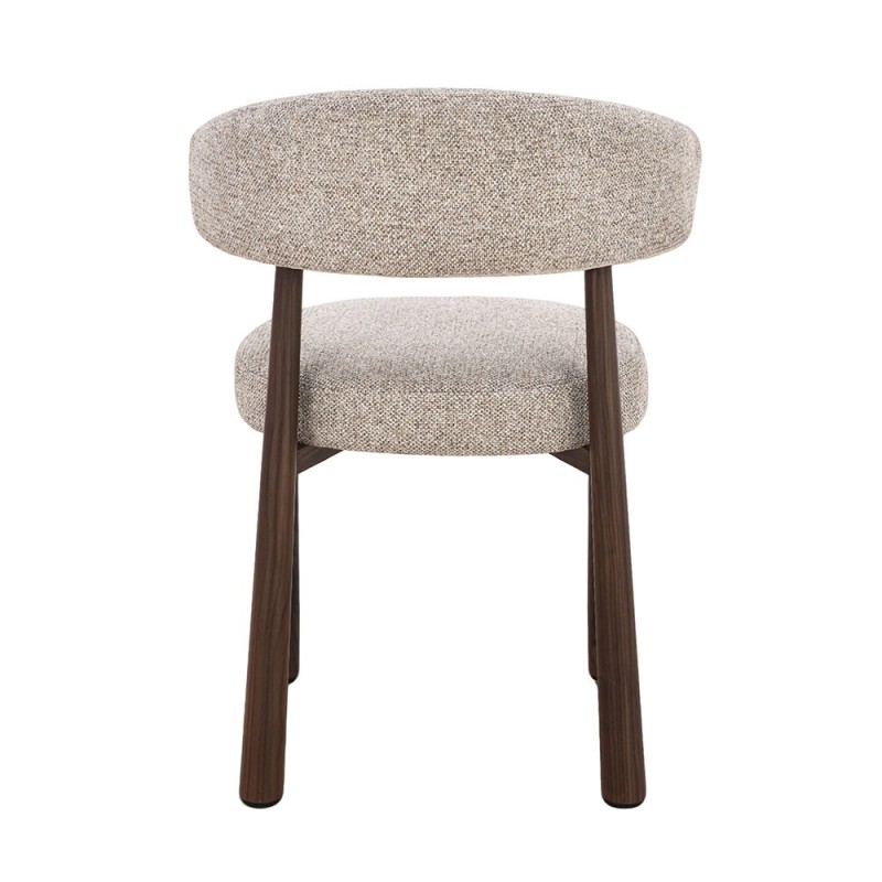 Scaun dining Durres, metal, poliester, bej/nuc, H.80 cm, MIFU000290-WALN