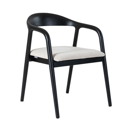 Scaun dining Segovia, lemn de frasin, material textil, negru, H.74 cm, MIFU000295-BK