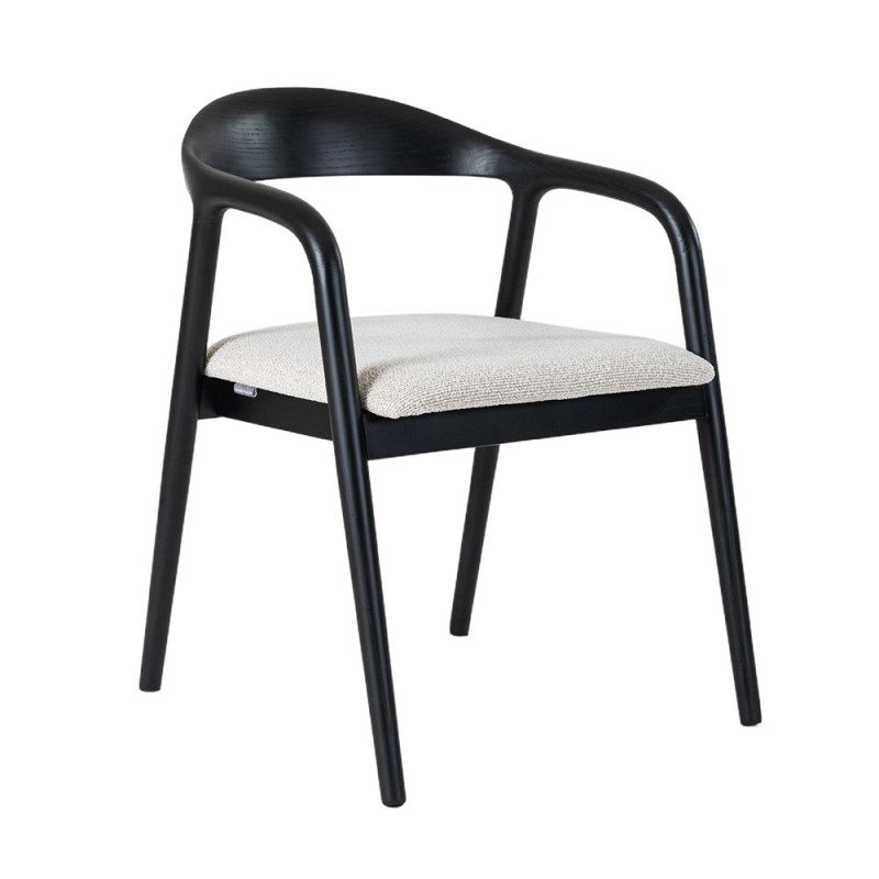 Scaun dining Segovia, lemn de frasin, material textil, negru, H.74 cm, MIFU000295-BK