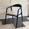 Scaun dining Segovia, lemn de frasin, material textil, negru, H.74 cm, MIFU000295-BK