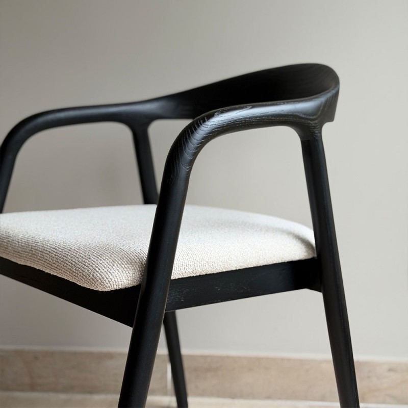 Scaun dining Segovia, lemn de frasin, material textil, negru, H.74 cm, MIFU000295-BK