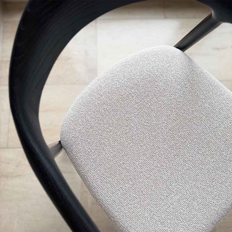 Scaun dining Segovia, lemn de frasin, material textil, negru, H.74 cm, MIFU000295-BK