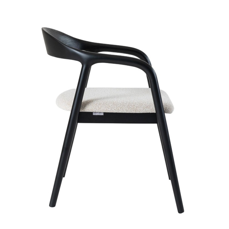 Scaun dining Segovia, lemn de frasin, material textil, negru, H.74 cm, MIFU000295-BK