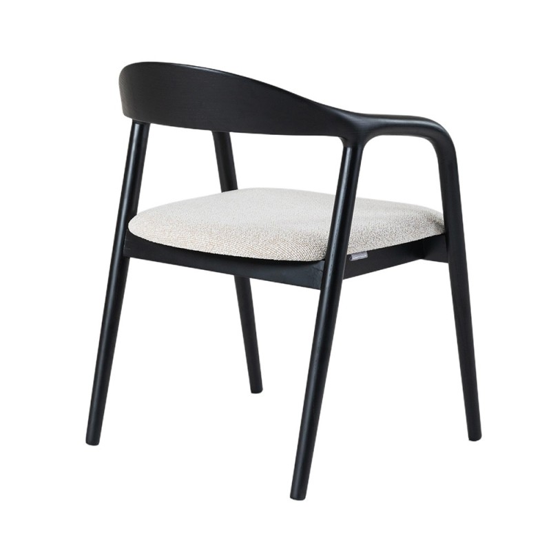 Scaun dining Segovia, lemn de frasin, material textil, negru, H.74 cm, MIFU000295-BK