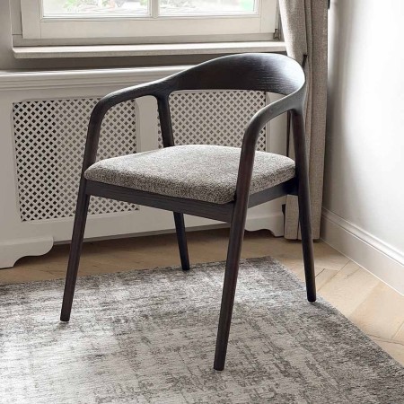 Scaun dining Segovia, lemn de frasin, material textil, maro inchis, H.74 cm, MIFU000295-DBR