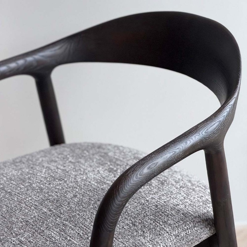 Scaun dining Segovia, lemn de frasin, material textil, maro inchis, H.74 cm, MIFU000295-DBR