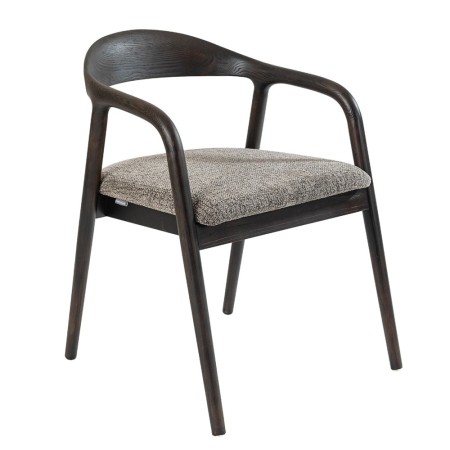 Scaun dining Segovia, lemn de frasin, material textil, maro inchis, H.74 cm, MIFU000295-DBR