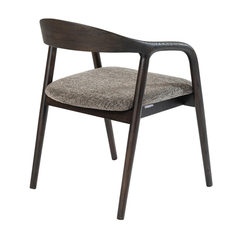 Scaun dining Segovia, lemn de frasin, material textil, maro inchis, H.74 cm, MIFU000295-DBR