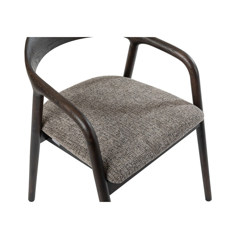 Scaun dining Segovia, lemn de frasin, material textil, maro inchis, H.74 cm, MIFU000295-DBR