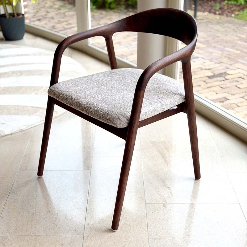 Scaun dining Segovia, lemn de frasin, material textil, maro, H.74 cm, MIFU000295-WALN