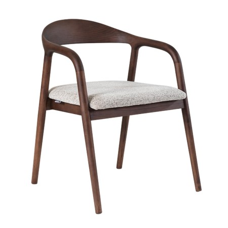 Scaun dining Segovia, lemn de frasin, material textil, maro, H.74 cm, MIFU000295-WALN