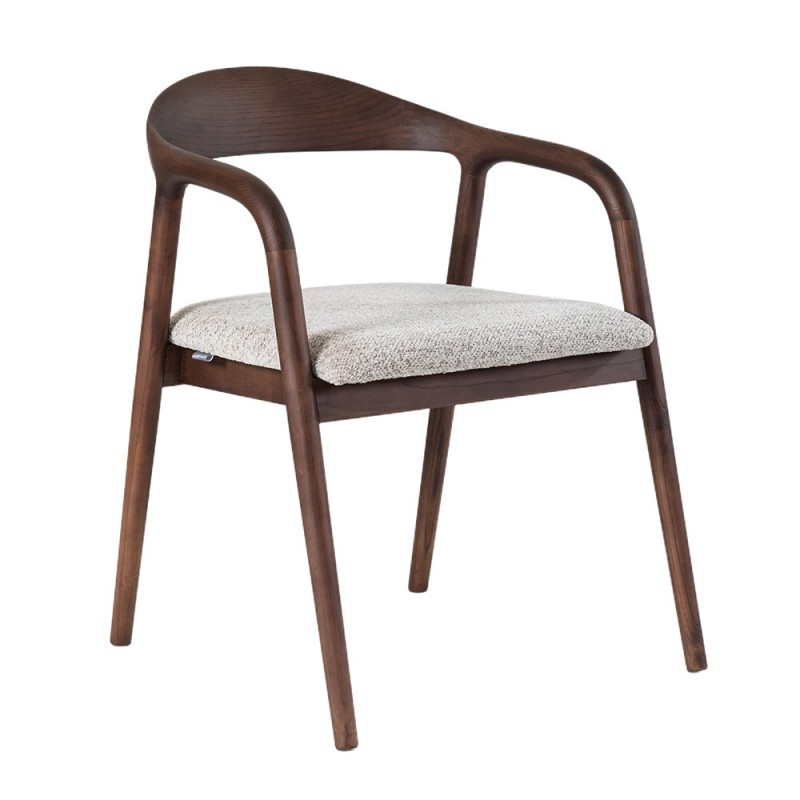 Scaun dining Segovia, lemn de frasin, material textil, maro, H.74 cm, MIFU000295-WALN