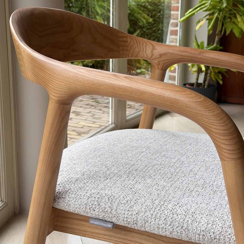 Scaun dining Segovia, lemn de frasin, material textil, H.74 cm, MIFU000295-WOOD