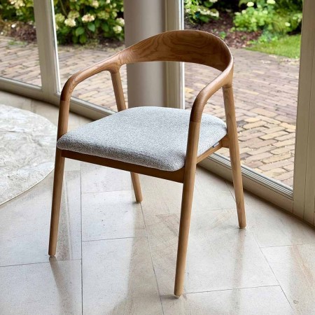 Scaun dining Segovia, lemn de frasin, material textil, H.74 cm, MIFU000295-WOOD