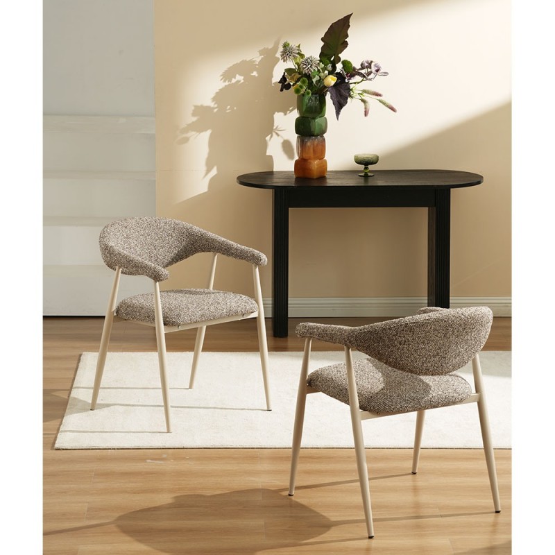 Scaun dining Hanko, metal, poliester, maro/bej, H.78 cm, MIFU000296-BR
