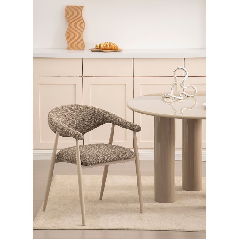 Scaun dining Hanko, metal, poliester, maro/bej, H.78 cm, MIFU000296-BR