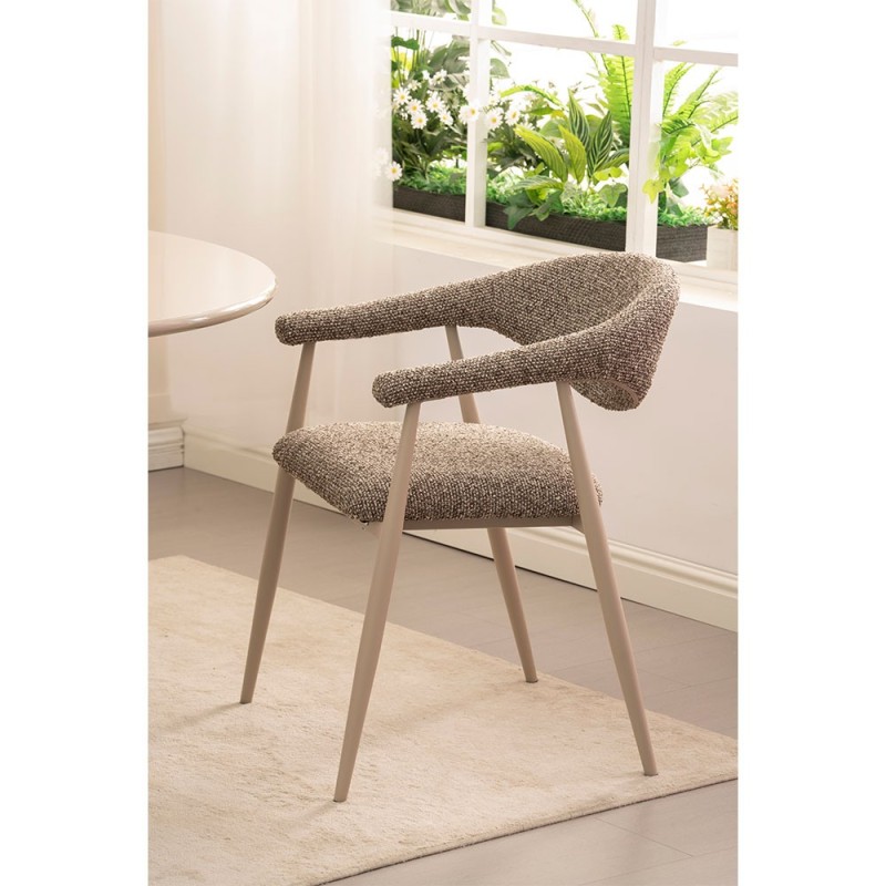Scaun dining Hanko, metal, poliester, maro/bej, H.78 cm, MIFU000296-BR
